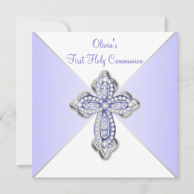 Invitation Première communion lavande violet pour filles (Devant)