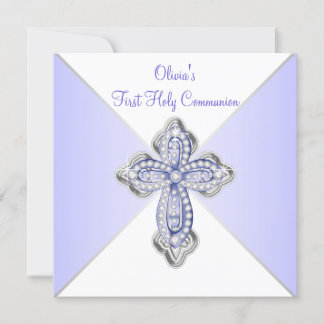 Invitation Première communion lavande violet pour filles