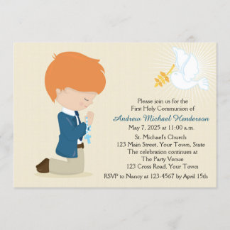 Invitation Première communion, le Garçon de Haired