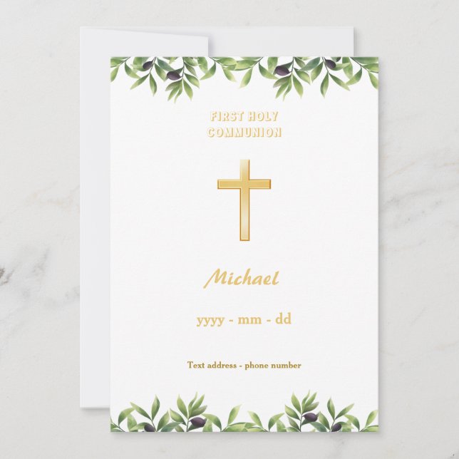 Invitation Première communion - Oliviers (Devant)