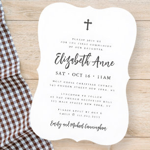 Invitation Première Communion Pour Sa Croix Minimaliste Moder