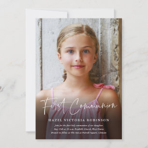 Invitation Première communion religieuse écriture moderne