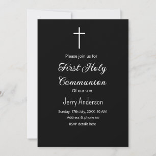 Invitation Première communion sacrée catholique simple QR min