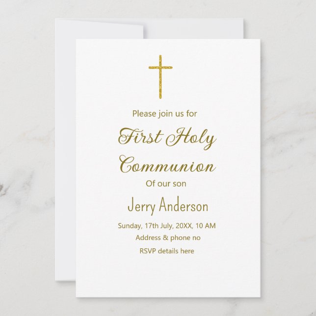 Invitation Première communion sacrée catholique simple QR min (Devant)
