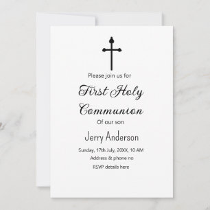 Invitation Première communion sacrée catholique simple QR min