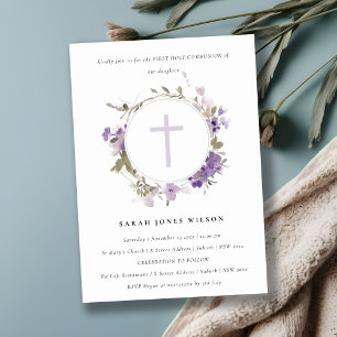 Invitation Première communion sainte de la couronne florale d