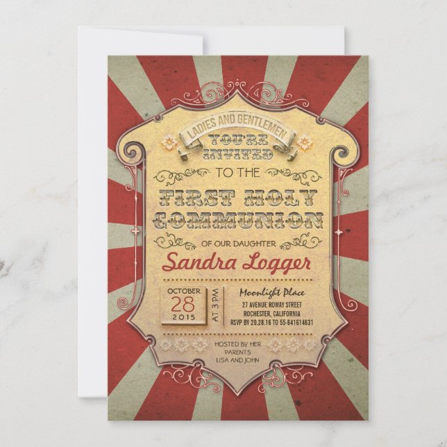 Invitation Première communion sainte du carrousel (Devant)