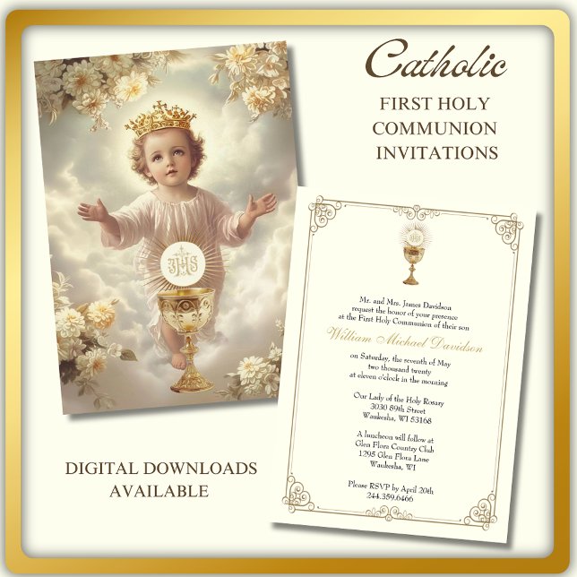 Invitation Première Communion Sainte Jésus Eucharistie (Créateur téléchargé)