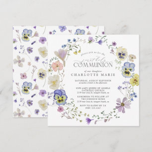 Invitation Première Communion Sainte Lilac & Fille Florale Bl