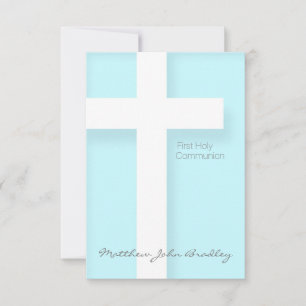 Invitation Première communion sainte moderne en bleu