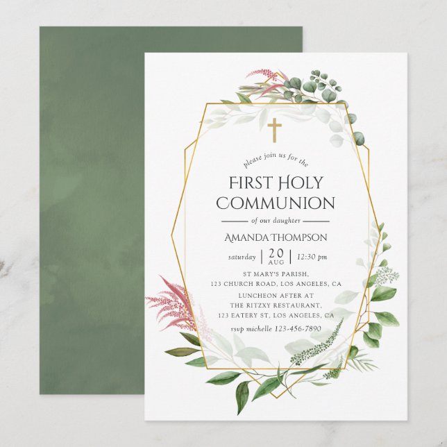 Invitation Première communion solennelle à l'herbier de la fo (Devant / Derrière)
