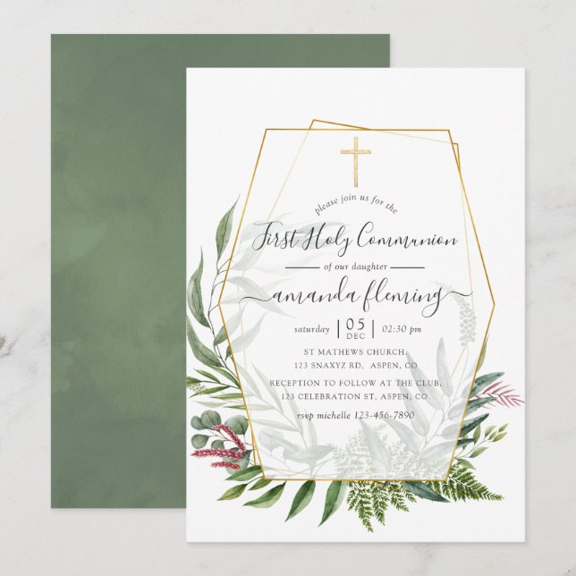 Invitation Première communion solennelle à l'herbier de la fo (Devant / Derrière)