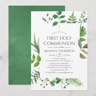 Invitation Première communion verte forêt boisée