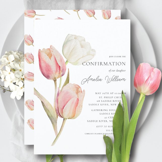 Invitation Première confirmation des tulipes gracieuses (Créateur téléchargé)