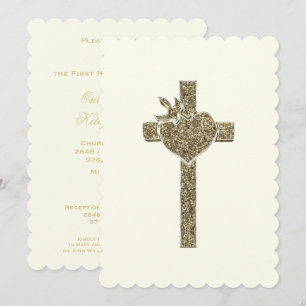 Invitation Première Croix de la Communion avec la colombe et 