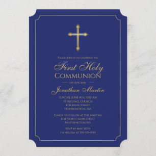 Invitation Première croix d'or de communion avec le chrétien