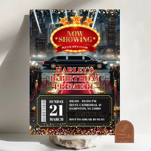 Invitation Première de film Hollywood sur tapis rouge pour an