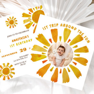 Invitation Première excursion autour du soleil photo d'annive