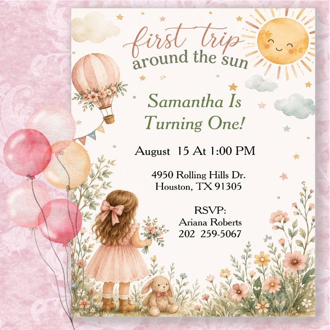 Invitation Première Fête d'Anniversaire autour du Soleil (Créateur téléchargé)