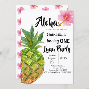 Invitation Première fête d'anniversaire d'ananas tropical de