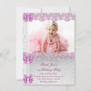 Invitation Première Fête d'anniversaire de 1 an Filles Prince