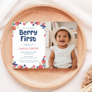 Invitation Première fête d'anniversaire de Bébé aux fruits 1e
