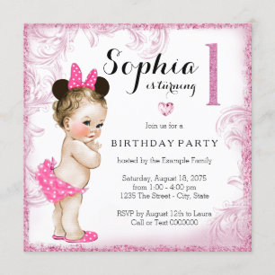 Invitation Première fête d'anniversaire de fille Tourbillon r