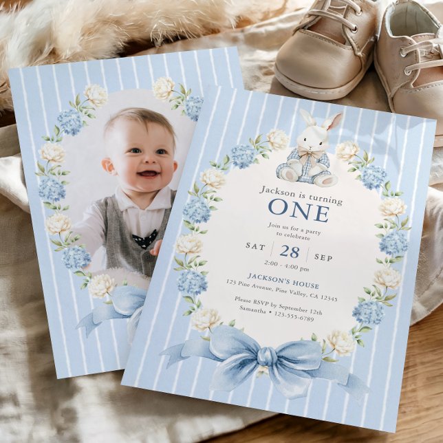 Invitation Première fête d'anniversaire de garçon avec un lap (Créateur téléchargé)