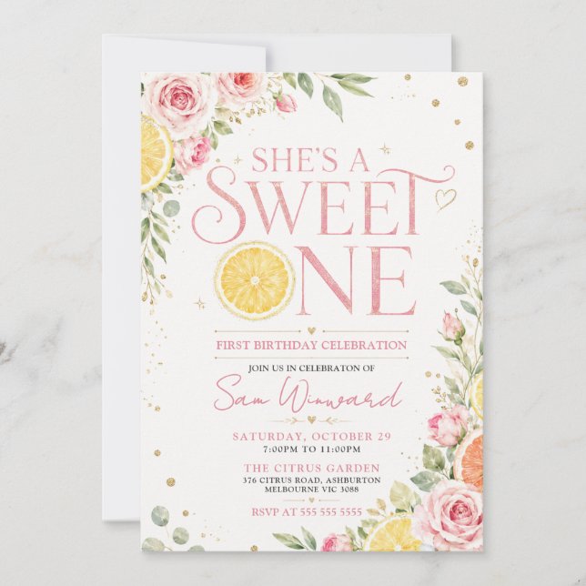 Invitation Première fête d'anniversaire de la Douce (Devant)
