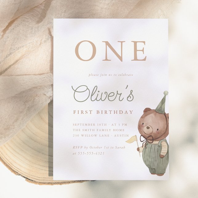 Invitation Première fête d'anniversaire de Nounours (Créateur téléchargé)