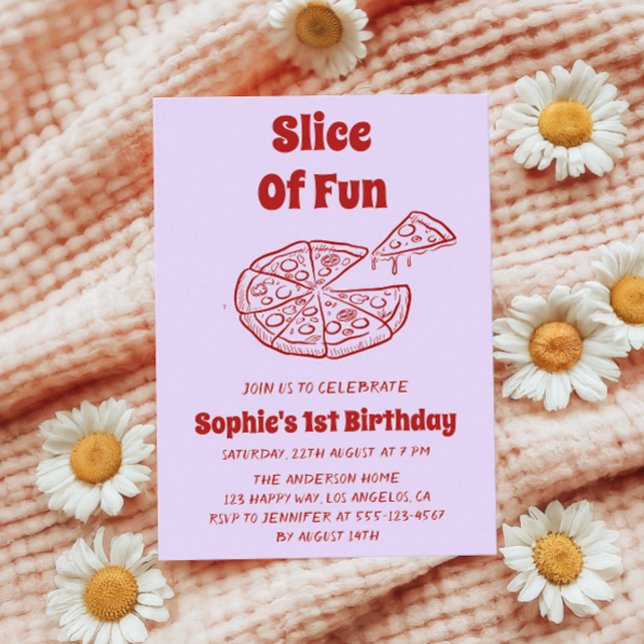 Invitation Première fête d'anniversaire de Red Slice of Fun P (Créateur téléchargé)