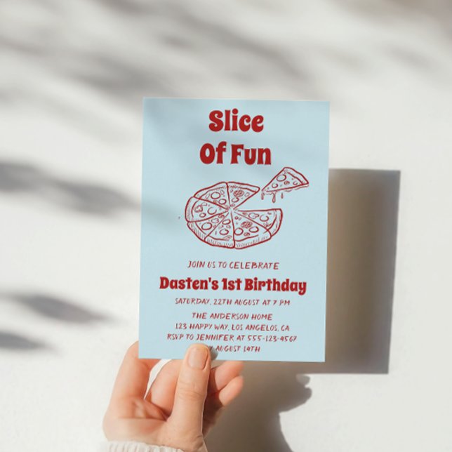 Invitation Première fête d'anniversaire de Red Slice of Fun P (Créateur téléchargé)