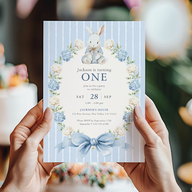 Invitation Première fête d'anniversaire du petit garçon avec  (Créateur téléchargé)