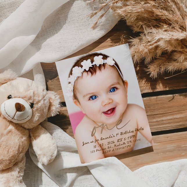 Invitation Première fête d'anniversaire rose pour la chérie (Créateur téléchargé)