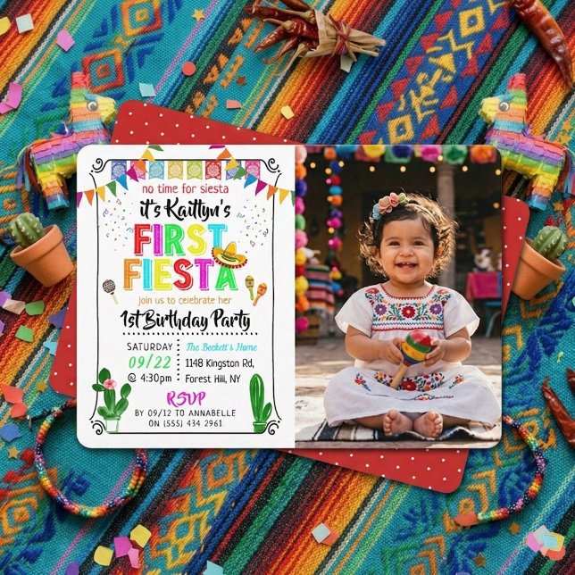 Invitation Première Fiesta Anniversaire Mexicain Coloré 1ère  (Créateur téléchargé)