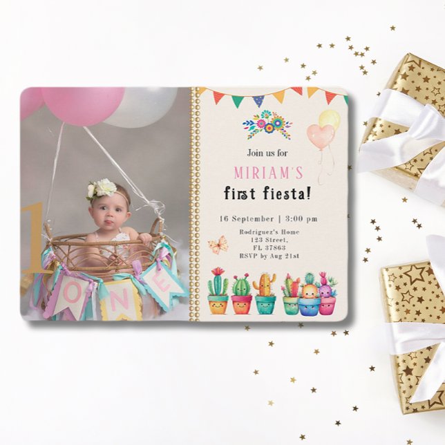 Invitation Première Fiesta Cactus Succulente Fille Anniversai (Créateur téléchargé)