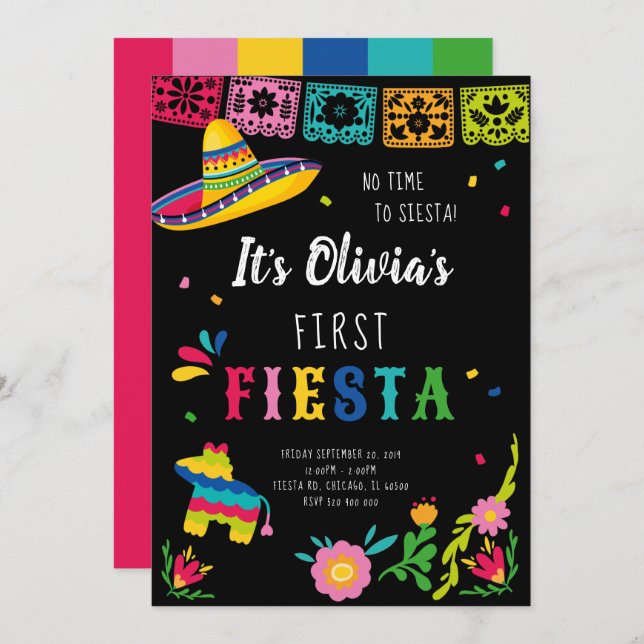 Invitation Première Fiesta, Pas le temps de faire la sieste (Devant / Derrière)