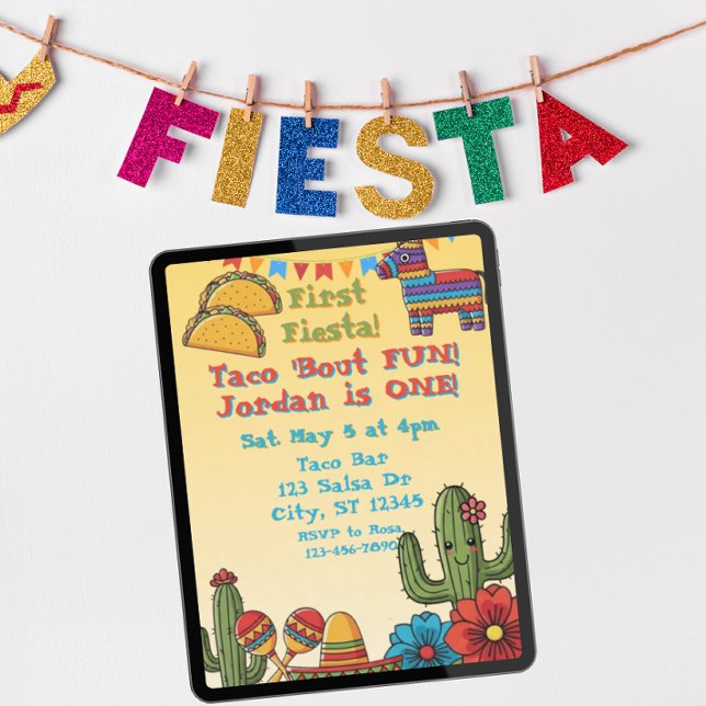Invitation Première Fiesta, Taco à propos d'un, 1er Anniversa (Créateur téléchargé)