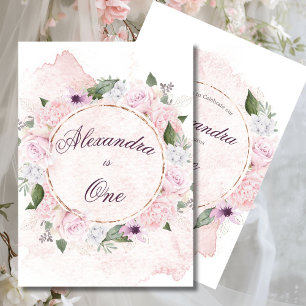 Invitation Première Fille d'anniversaire Jolie rose Roses