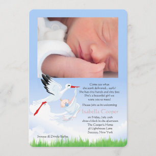 Invitation Première fille de baby shower de courrier de photo