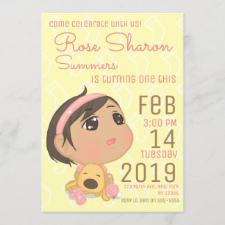 Invitation Première partie de bébé d'anniversaire de rose et