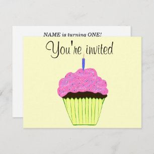 Invitation Première Personnaliser d'invitation de Cupcake ros