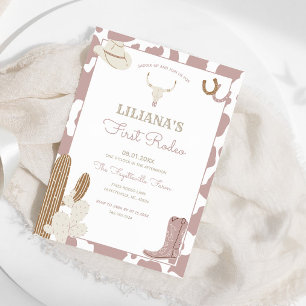 Invitation Première Rodéo Cowgirl Anniversaire Vache Imprimer