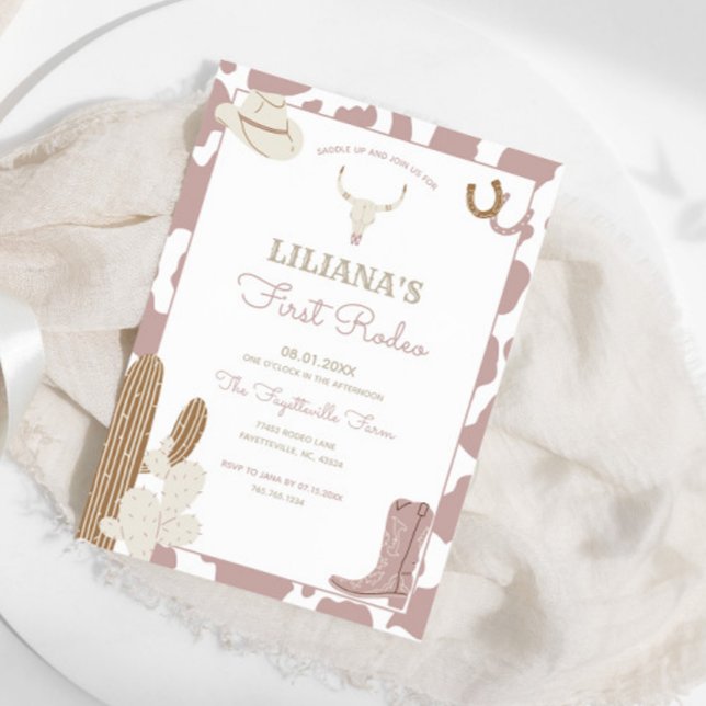 Invitation Première Rodéo Cowgirl Anniversaire Vache Imprimer (Available for print and PERFECT for instant digital download!)