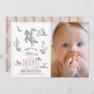 Invitation Première Rodéo Cowgirl rose 1er Anniversaire Photo