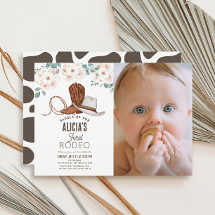 Invitation Première Rodéo Cowgirl Western Floral 1er Annivers