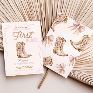 Invitation Première Rodéo de fille 1er anniversaire Invitatio