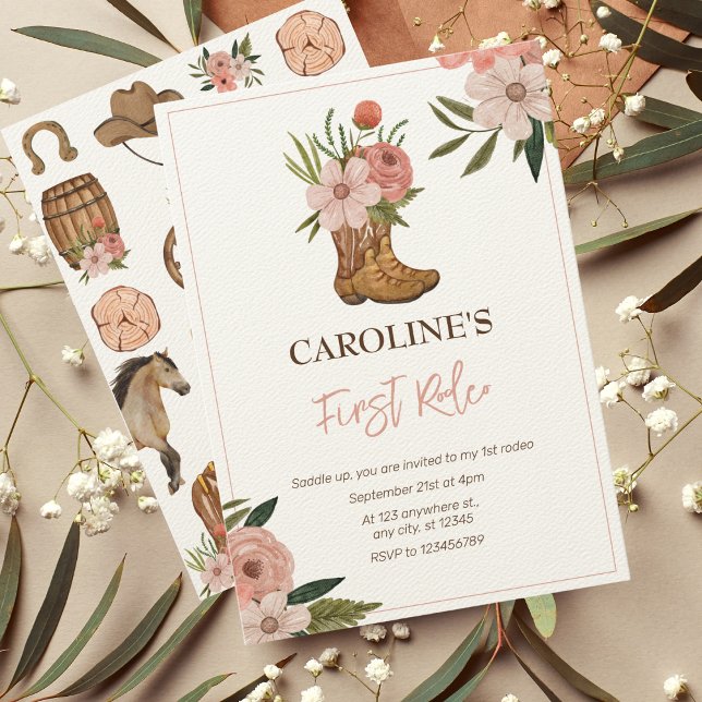 Invitation Première Rodéo de petite fille 1er anniversaire (Créateur téléchargé)