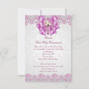 Invitation Première Sainte Communion 1ère Croix Filles Lilas 