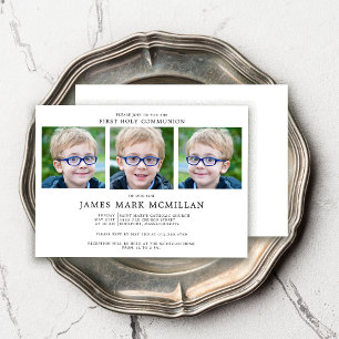 Invitation Première Sainte Communion 3-Photo Collage Garçon K